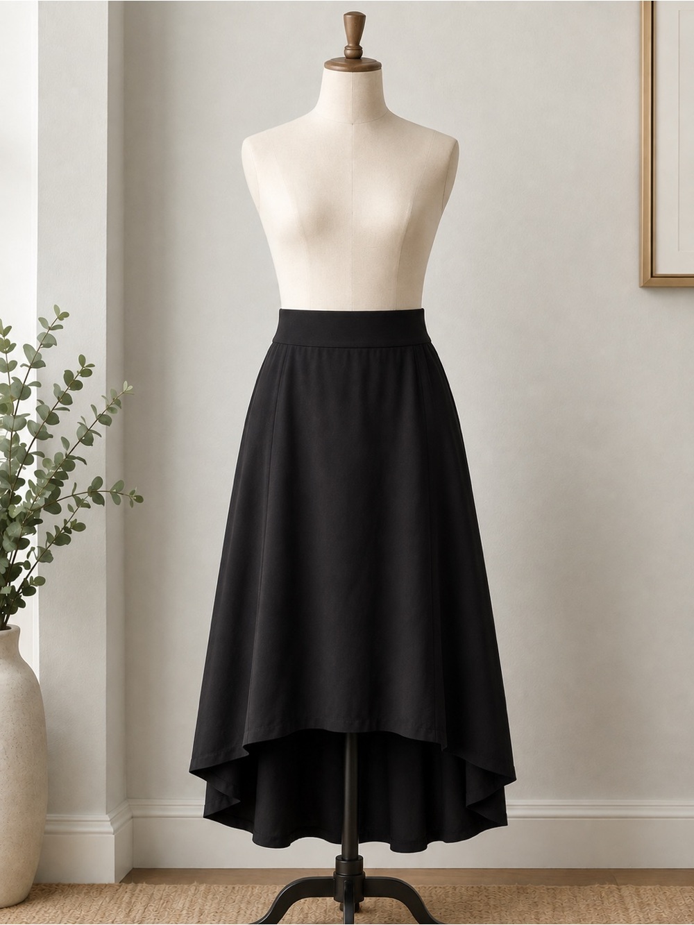 J. Jill Perfect Pima Black High-Low A-Line Skirt Size XL